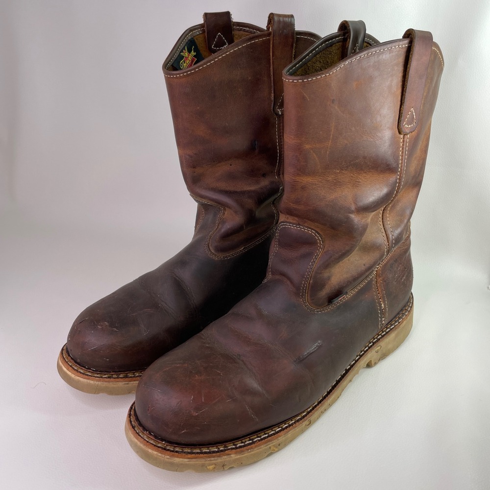 Thorogood Heritage Wellington Boots Brown Leather Safety Toe 804-4372 Sz 12D USA